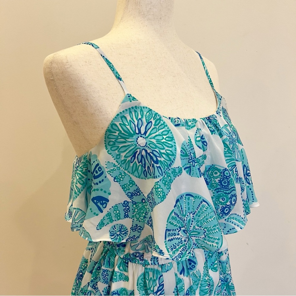 Lilly Pulitzer Sleeveless Ruffle Top Mini Dress Extra Small Sea Life Print Beach - Picture 4 of 13